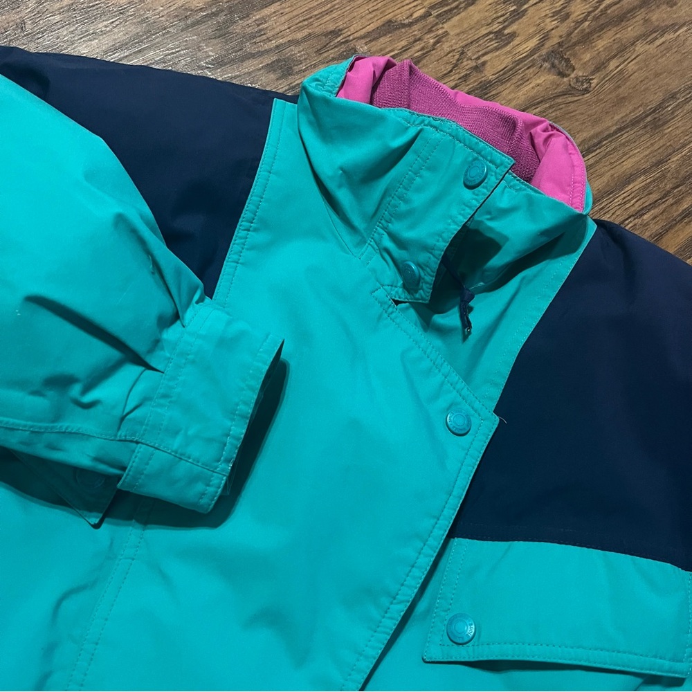 90’s Eddie Bauer  Gore Tex Blue/Teal  Goose Down Puffer Ski Jacket Small Pocket